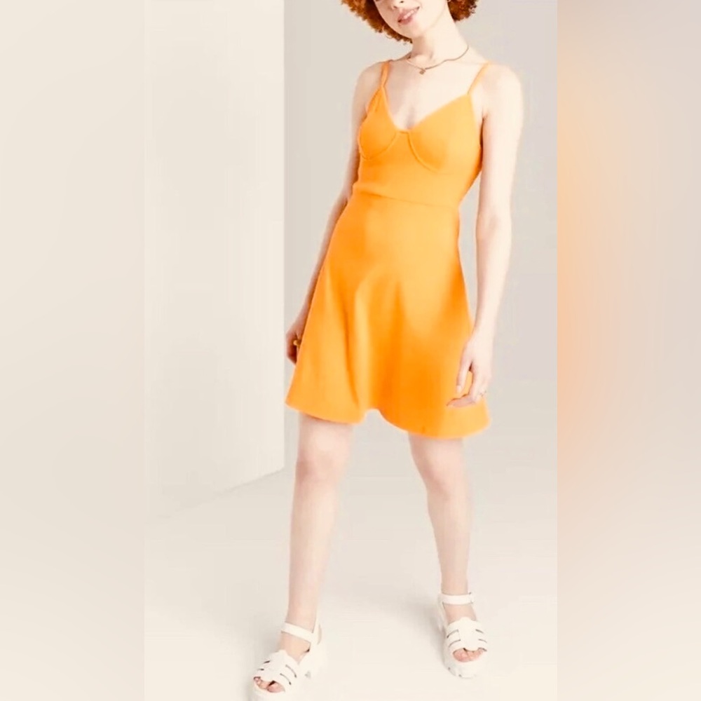 NEW Orange knit above knee dress